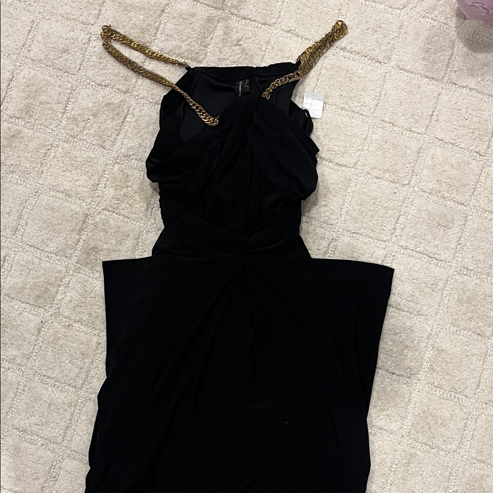 Z. Cavaricci Black Dress with Gold Chain Straps